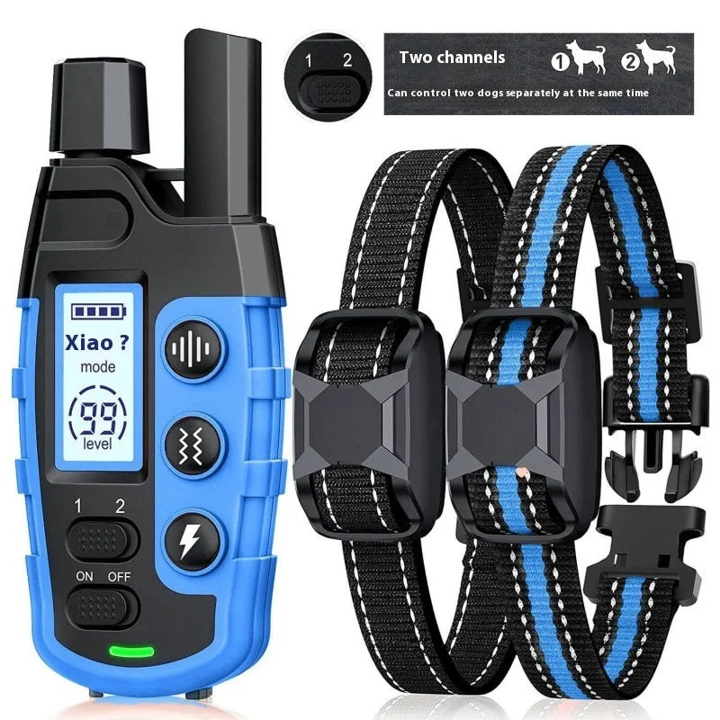 Colour screen dog training collar remote with dual power display and waterproof collar for one dog