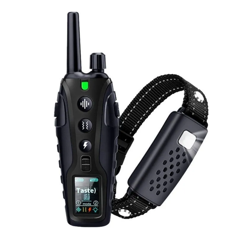 Colour screen dog training collar remote with dual power display and waterproof collar for one dog