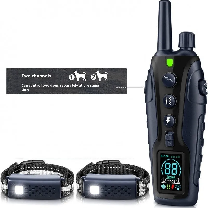 Colour screen dog training collar remote with dual power display and waterproof collar for one dog