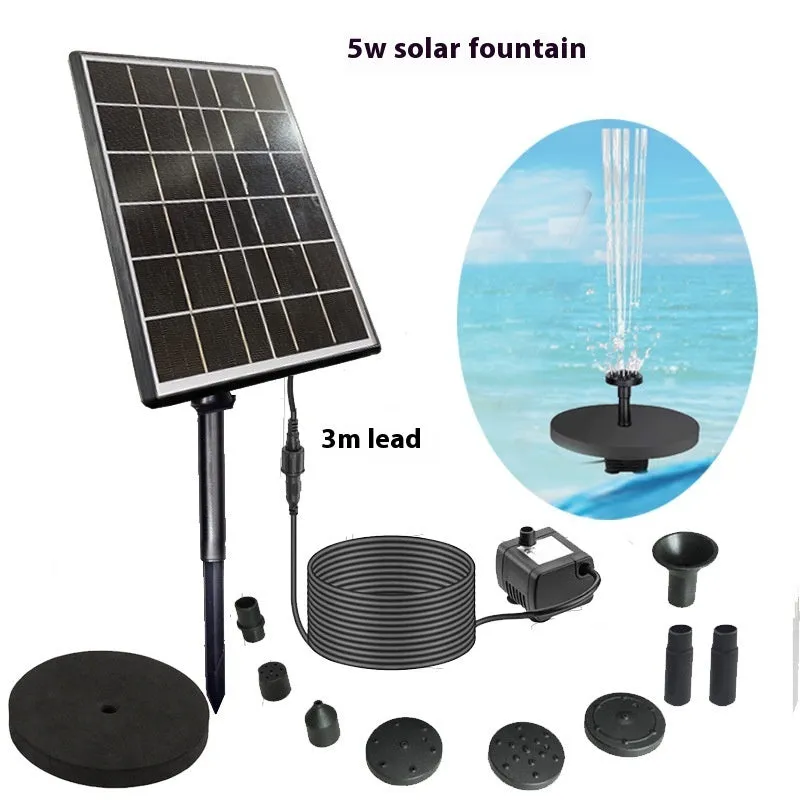 Solar fountain oxygen rockery floating on pond water with spray effect for bird bath