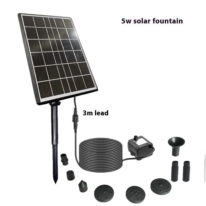 Solar fountain oxygen rockery floating on pond water with spray effect for bird bath