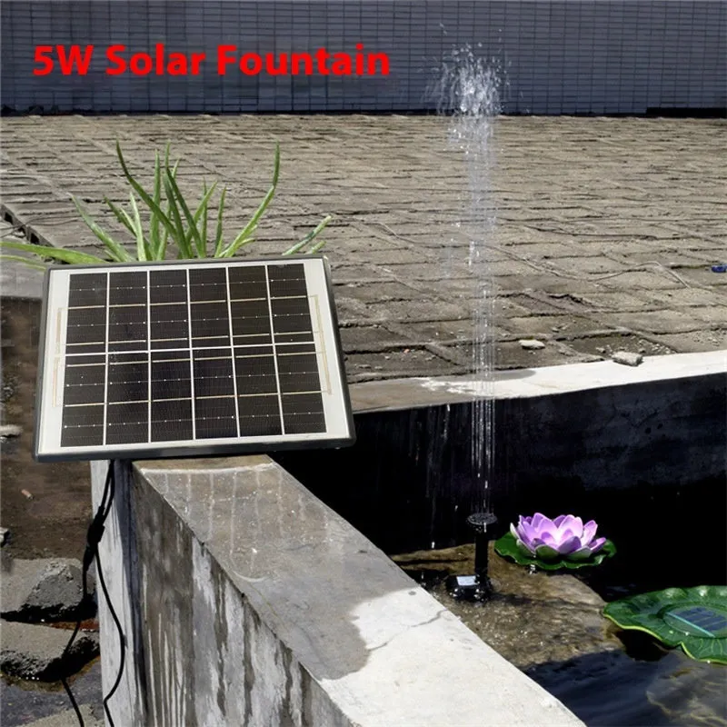 Solar fountain oxygen rockery floating on pond water with spray effect for bird bath