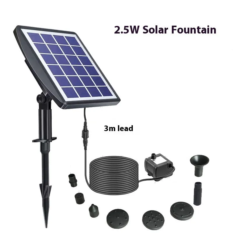 Solar fountain oxygen rockery floating on pond water with spray effect for bird bath