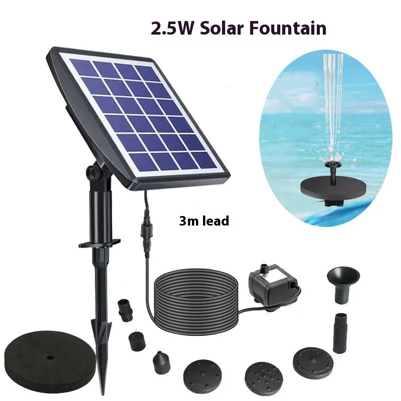 Solar fountain oxygen rockery floating on pond water with spray effect for bird bath