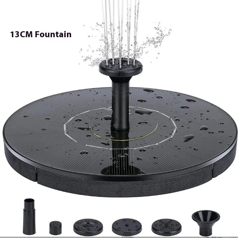 Solar fountain oxygen rockery floating on pond water with spray effect for bird bath