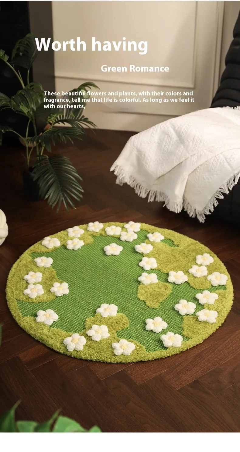 Flower sisal cat scratching pad in pastoral style with 80cm diameter on a floor