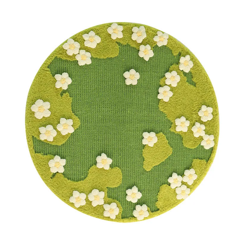 Flower sisal cat scratching pad in pastoral style with 80cm diameter on a floor