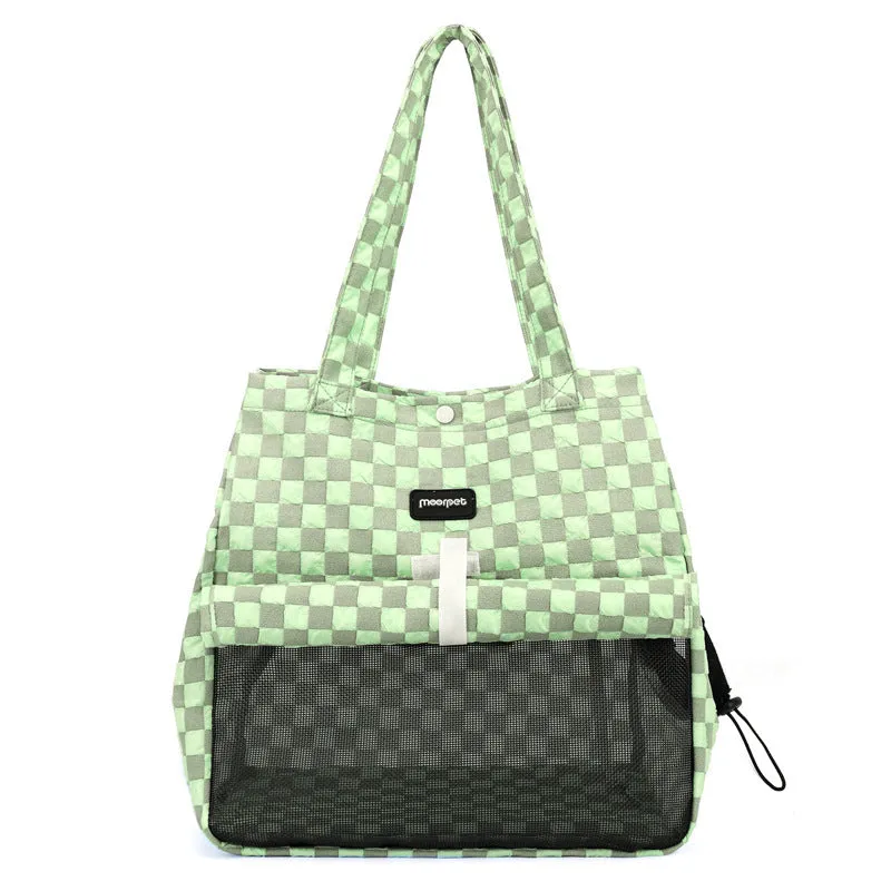 Portable cat bag in bubble composite cloth with shoulder strap, available in four colours