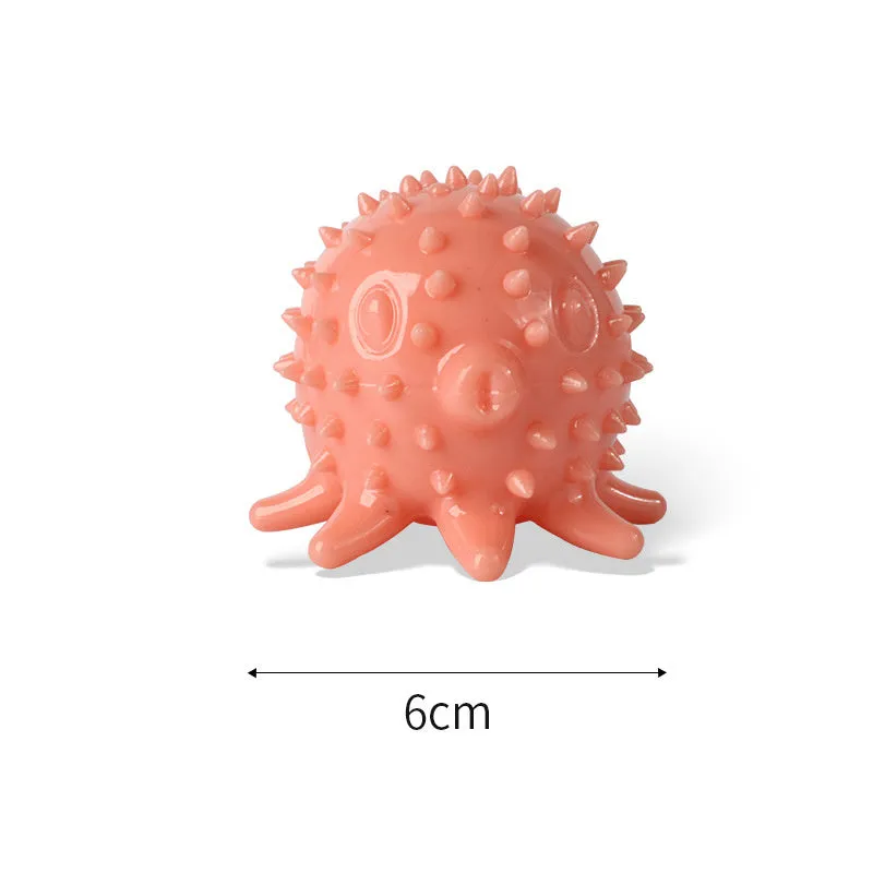 Eight-clawed octopus dog toy with TPR molar teeth in blue, green, and orange