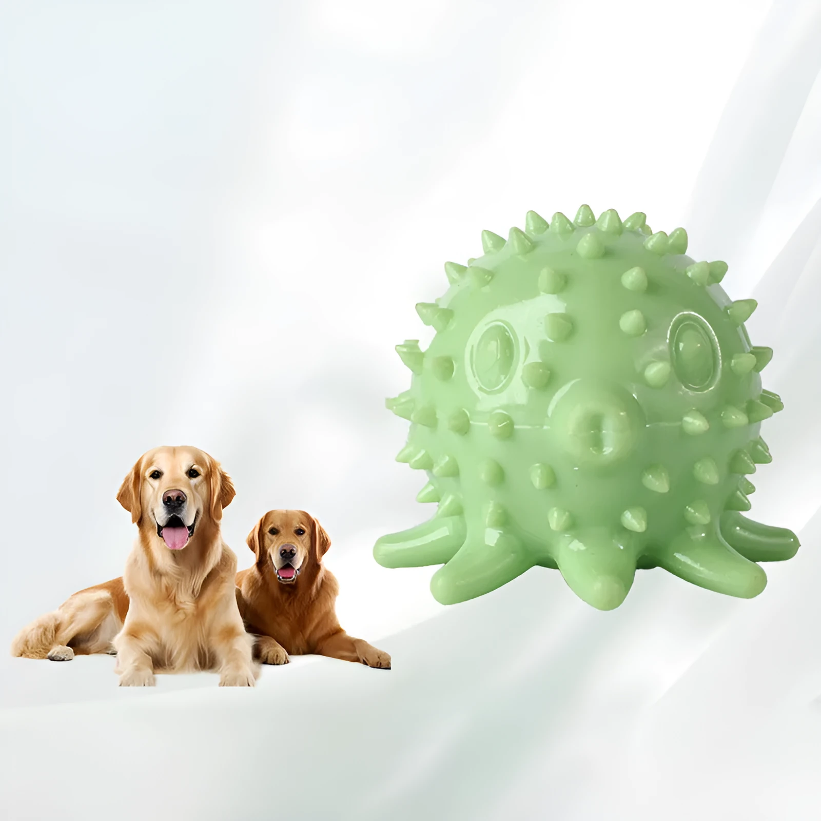 Eight-clawed octopus dog toy with TPR molar teeth in blue, green, and orange