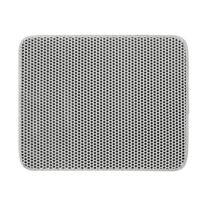 Cat litter trapping mat with honeycomb double layer design in black, waterproof and anti-slip