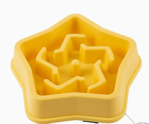 Anti-choke slow feeding dog bowl in plastic with anti-skid base, blue colour