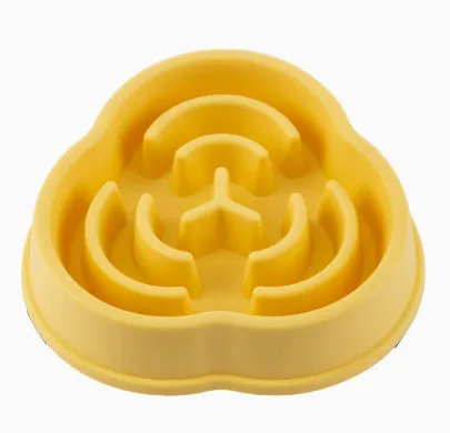 Anti-choke slow feeding dog bowl in plastic with anti-skid base, blue colour
