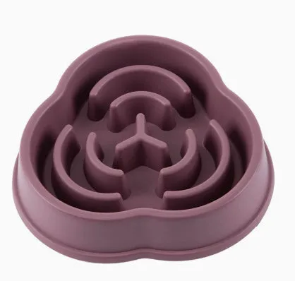 Anti-choke slow feeding dog bowl in plastic with anti-skid base, blue colour
