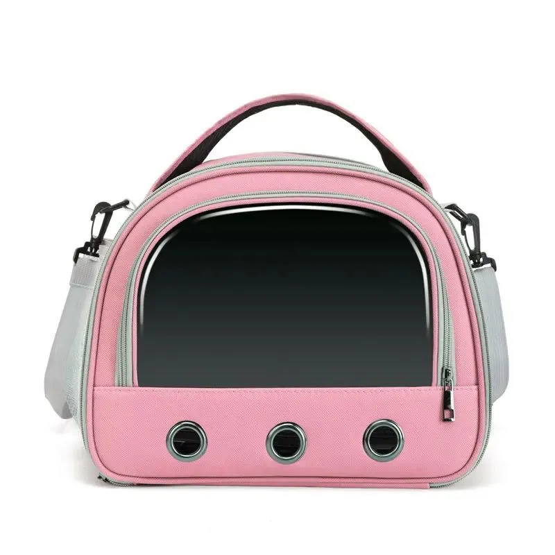 Portable foldable bird bag for small pets in green with one-shoulder strap