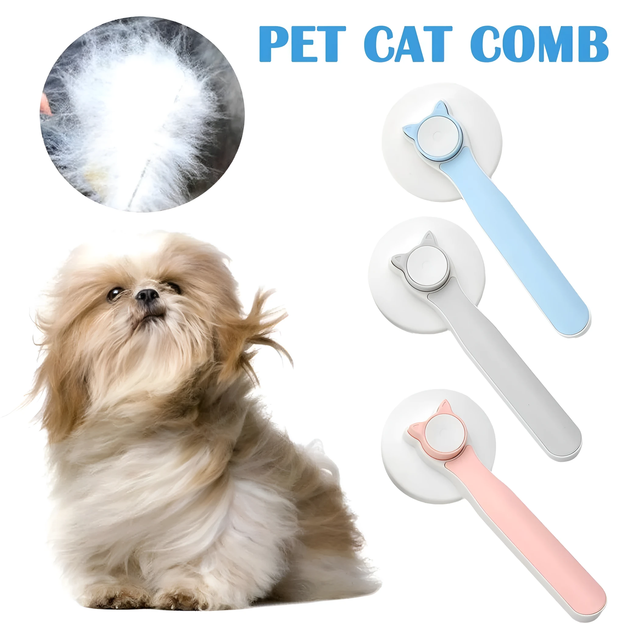Self-cleaning pet grooming brush with stainless steel bristles and round massage beads for dogs and cats