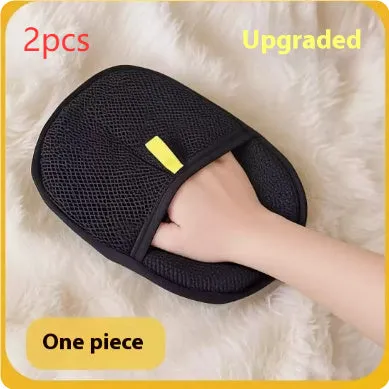 Black pet hair remover glove with silicone bristles for deshedding cats and dogs