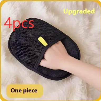 Black pet hair remover glove with silicone bristles for deshedding cats and dogs