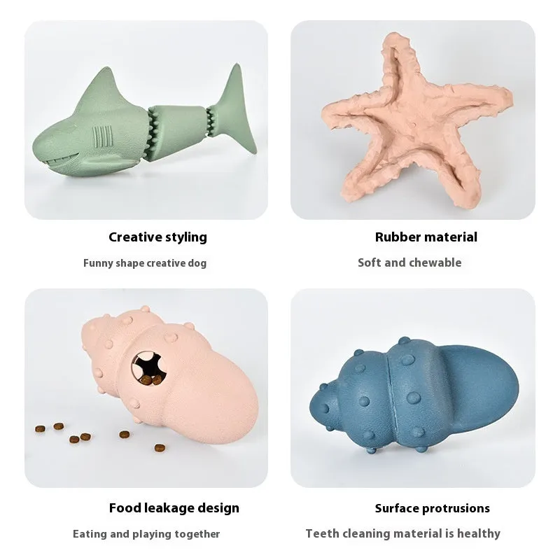 Rubber deep sea shark dog toy in conch blue colour for food leakage prevention