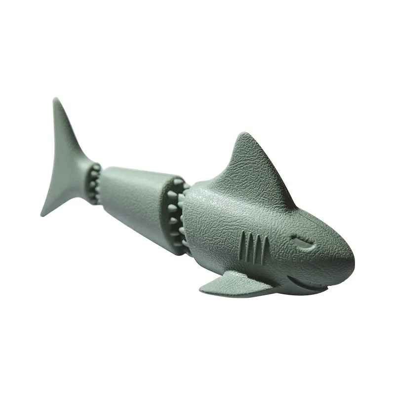 Rubber deep sea shark dog toy in conch blue colour for food leakage prevention