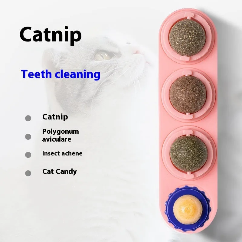 Cat toy snack molar in plastic with long-lasting design, available in blue, green, purple, pink, white, or grey