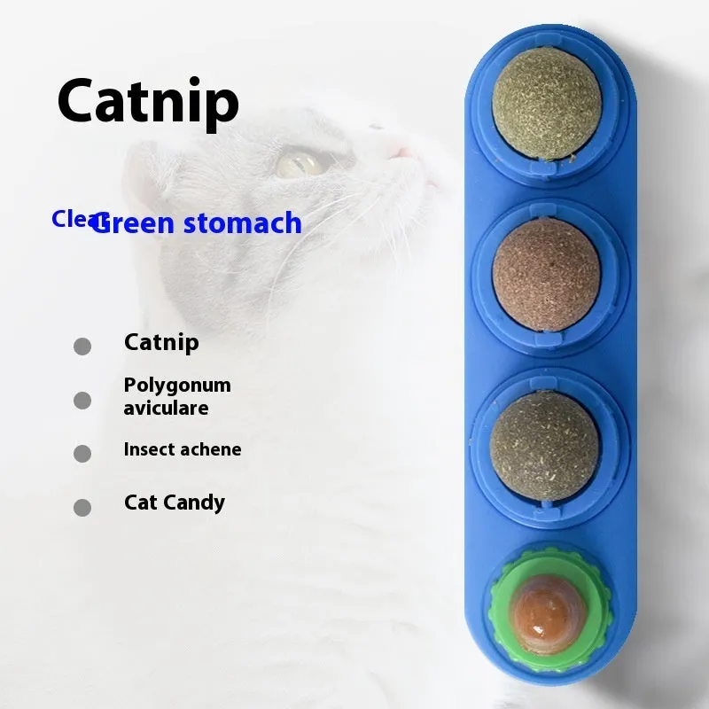 Cat toy snack molar in plastic with long-lasting design, available in blue, green, purple, pink, white, or grey
