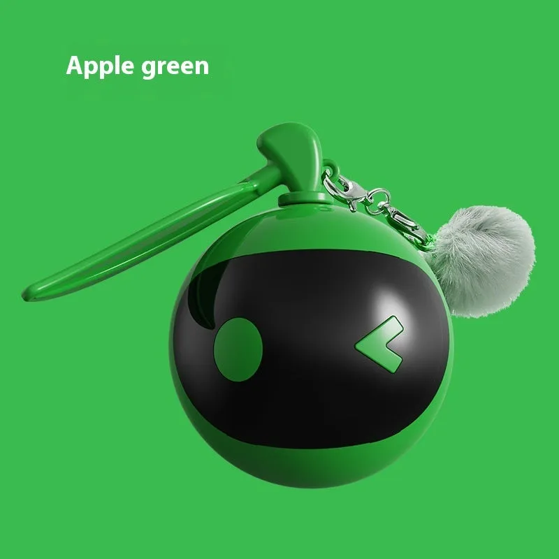 Green plastic elastic self-hi relief cat toy on floor
