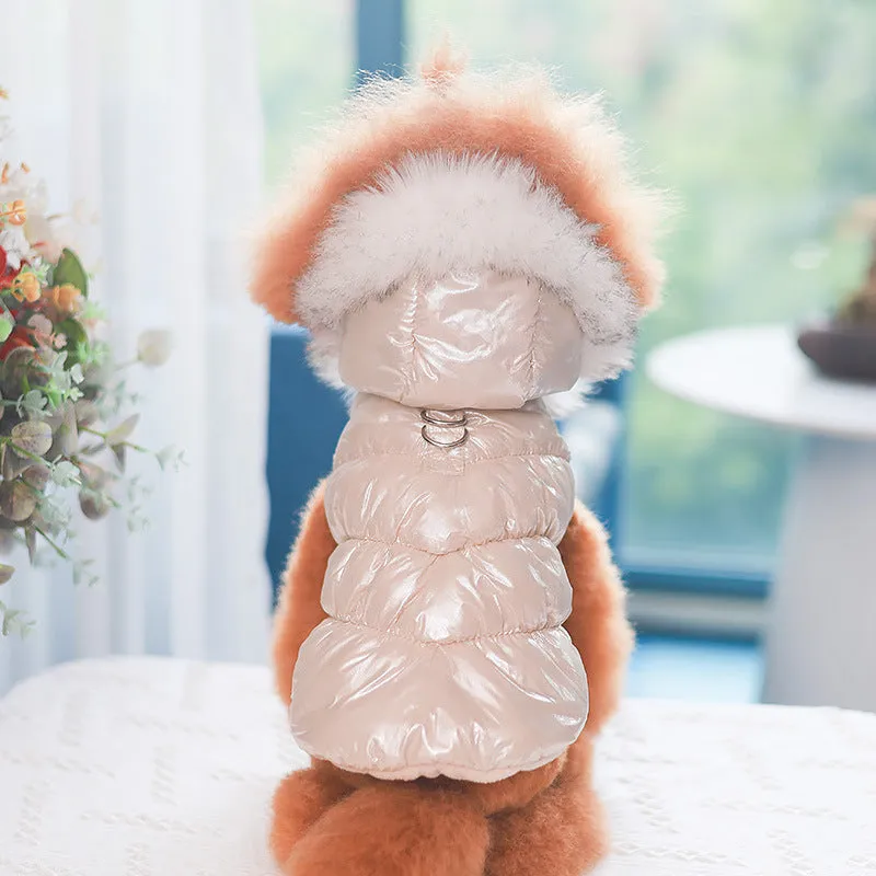 Autumn winter cotton pet vest for dogs and cats in champagne gold on white background