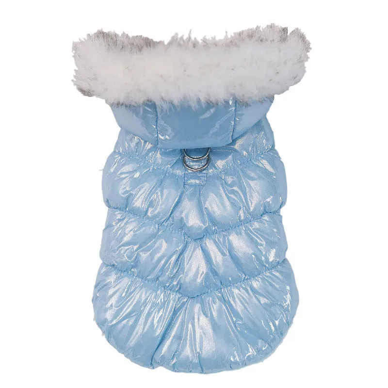 Autumn winter cotton pet vest for dogs and cats in champagne gold on white background
