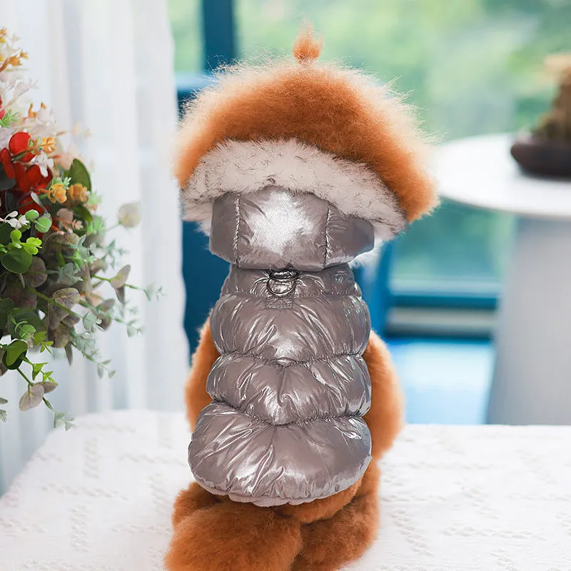 Autumn winter cotton pet vest for dogs and cats in champagne gold on white background
