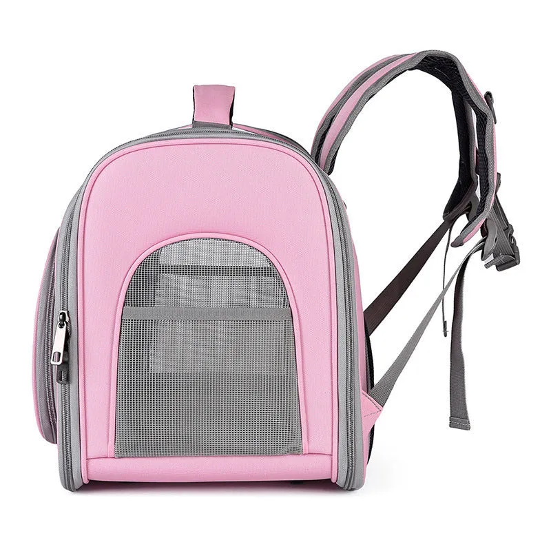 Outdoor portable see through breathable large space pet bag in polyester, 35L capacity, solid colour design