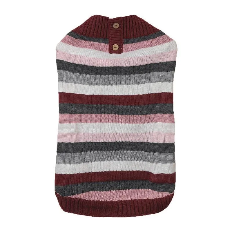 Dog sweater with horizontal contrast zipper and button pocket for small medium dogs