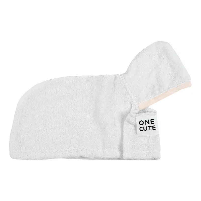 White cotton hooded wrap towel for pets, available in sizes S and M, used for drying dogs and cats after bath or walk