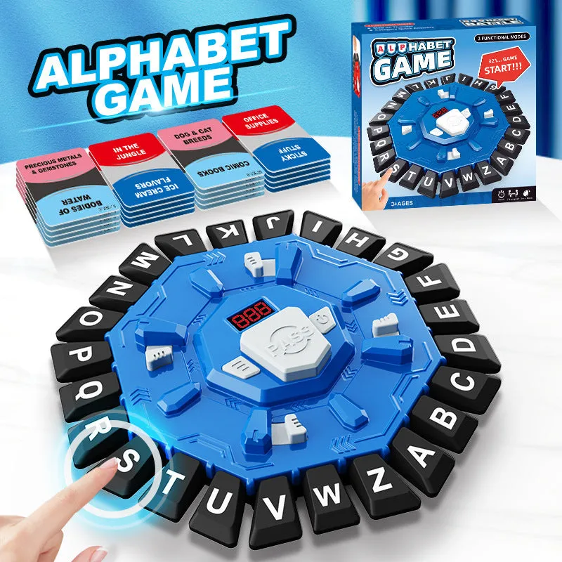 Multifunctional crazy letter game turntable desktop game in plastic with English Blue colour option