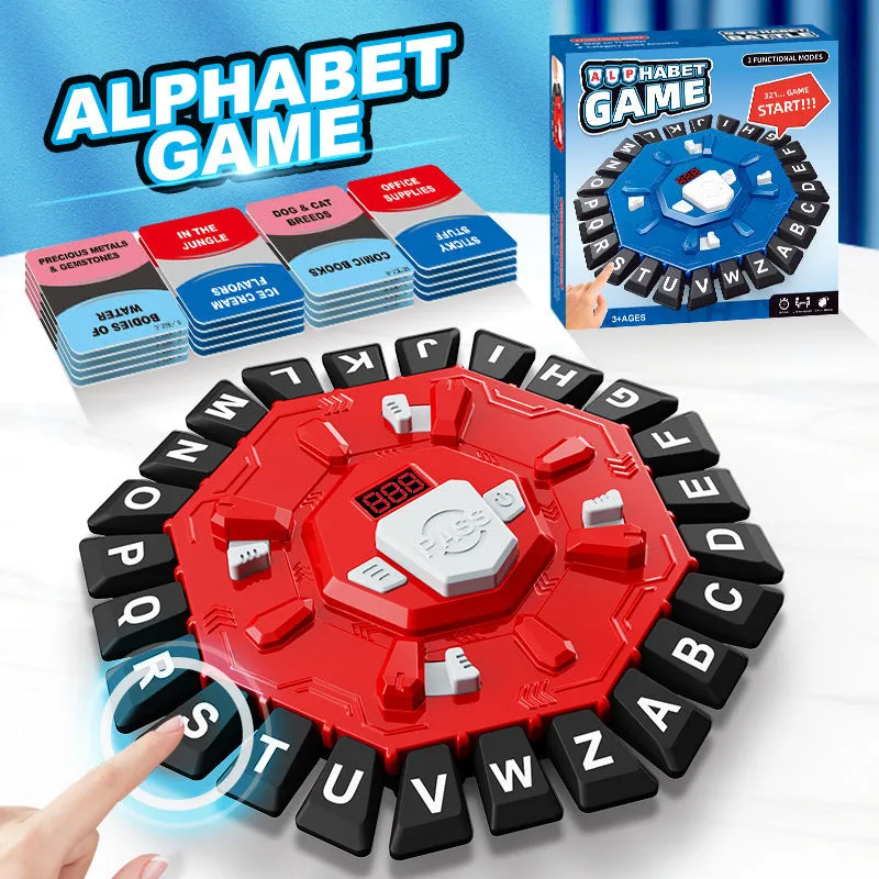 Multifunctional crazy letter game turntable desktop game in plastic with English Blue colour option