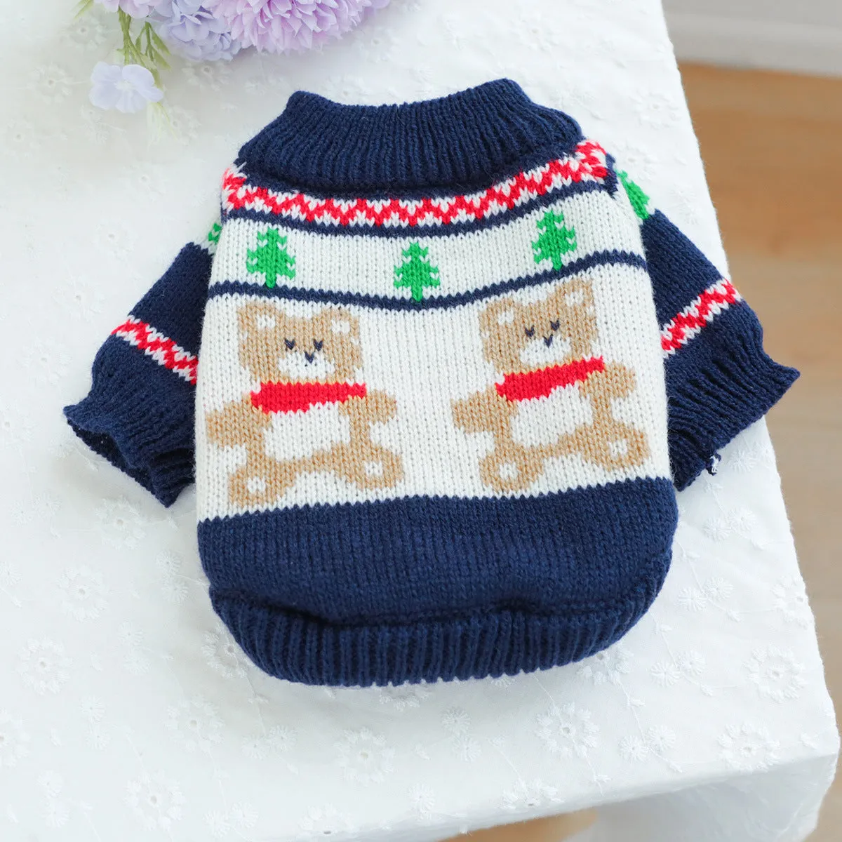 Fashion Pet Dog Warm Forest Bear Sweater in forest bear colour, polyester casual style for small to large dogs.