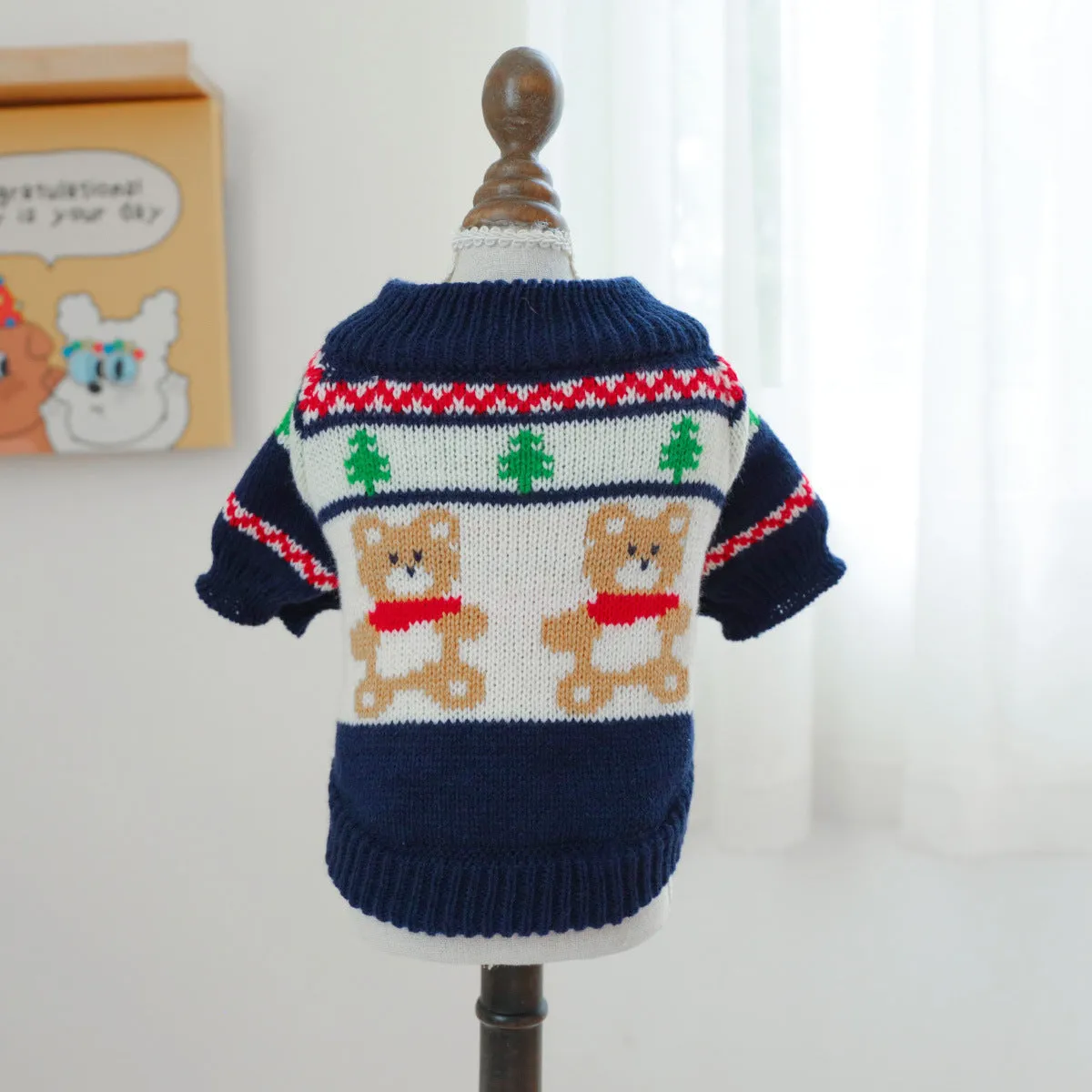 Fashion Pet Dog Warm Forest Bear Sweater in forest bear colour, polyester casual style for small to large dogs.