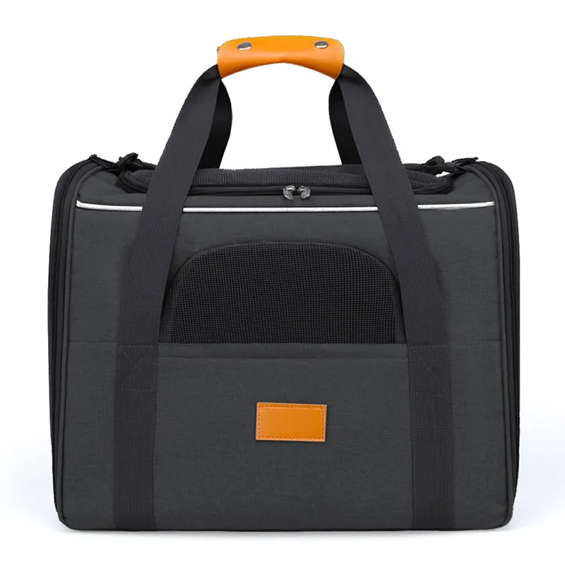 Foldable Oxford cloth pet diaper bag for small dogs and cats, 45x35x33cm, in black, with shoulder strap.