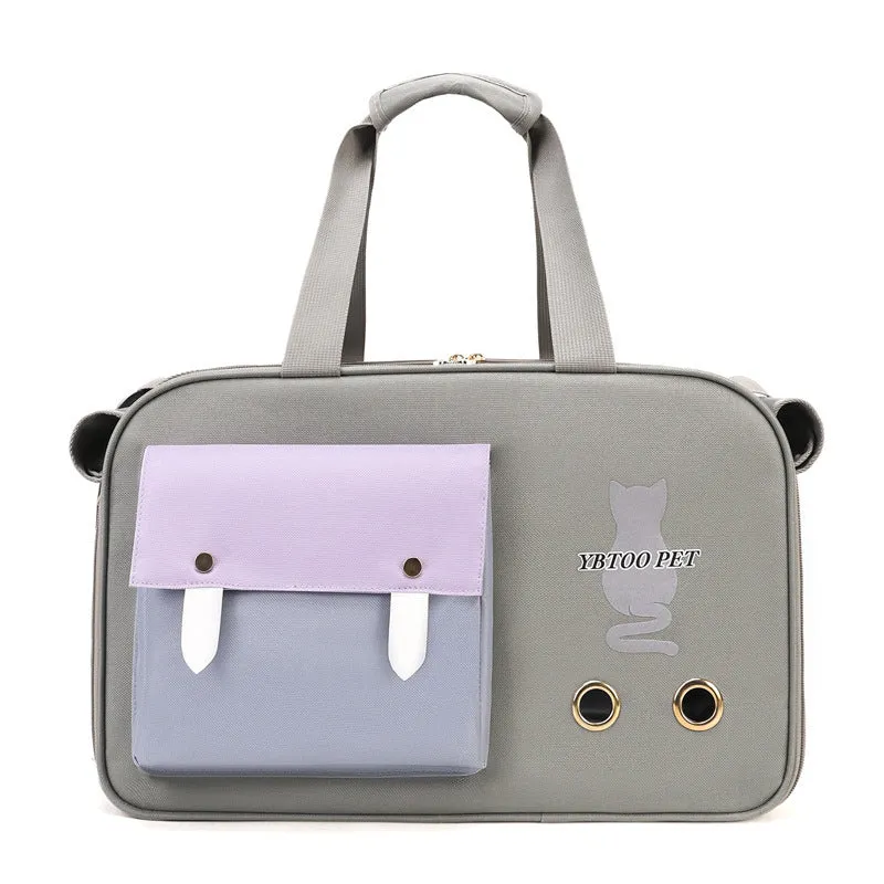 Outdoor portable pet bag 18-litre capacity breathable nylon carrier solid colour black gray white