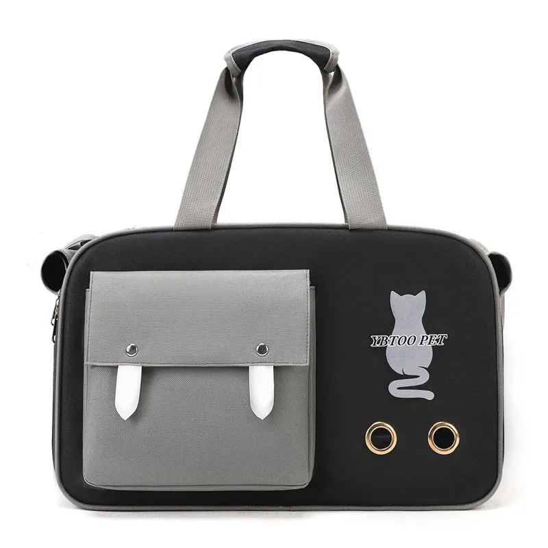 Outdoor portable pet bag 18-litre capacity breathable nylon carrier solid colour black gray white