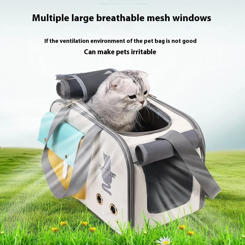 Outdoor portable pet bag 18-litre capacity breathable nylon carrier solid colour black gray white