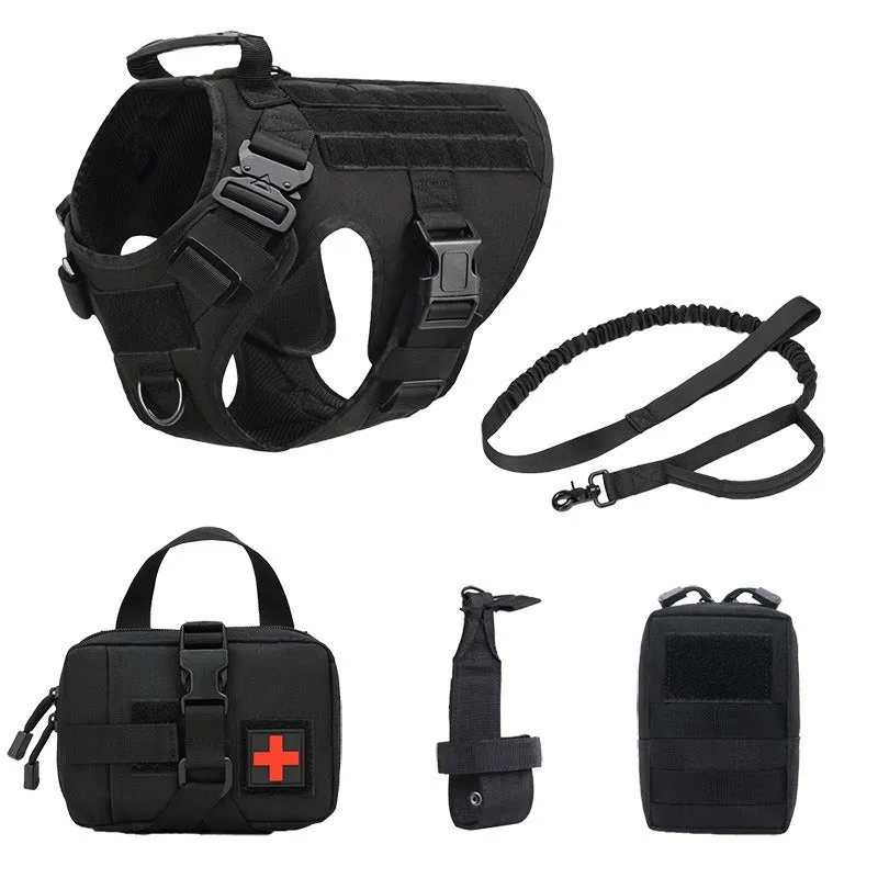 Outdoor Tactics five-piece training dog harness in camouflage style with polyester leash set