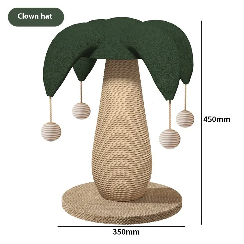 Sisal jute mushroom cat scratching board with ball option, wear-resistant and no dandruff