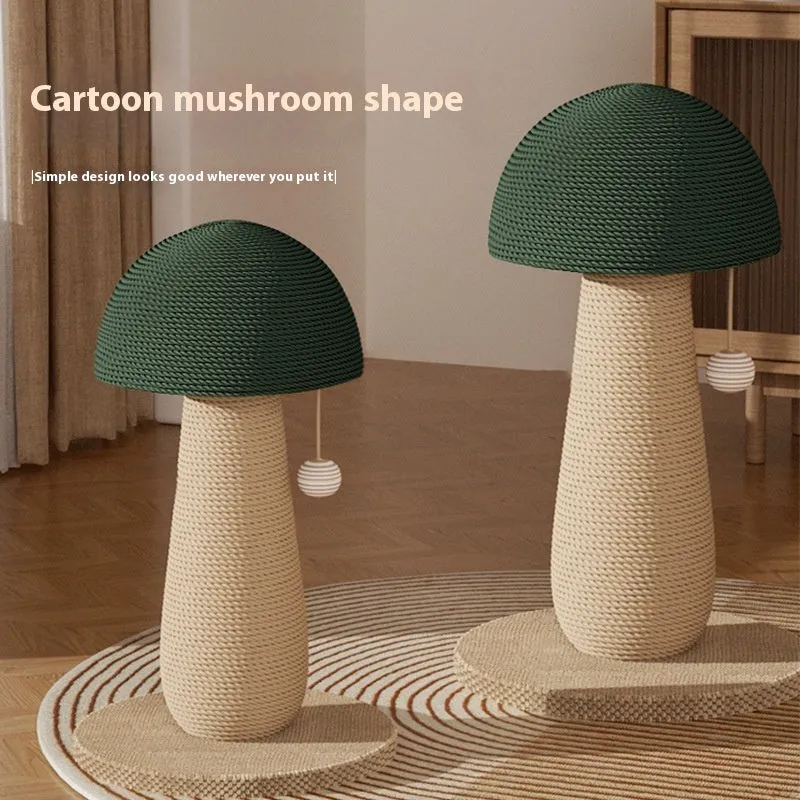 Sisal jute mushroom cat scratching board with ball option, wear-resistant and no dandruff