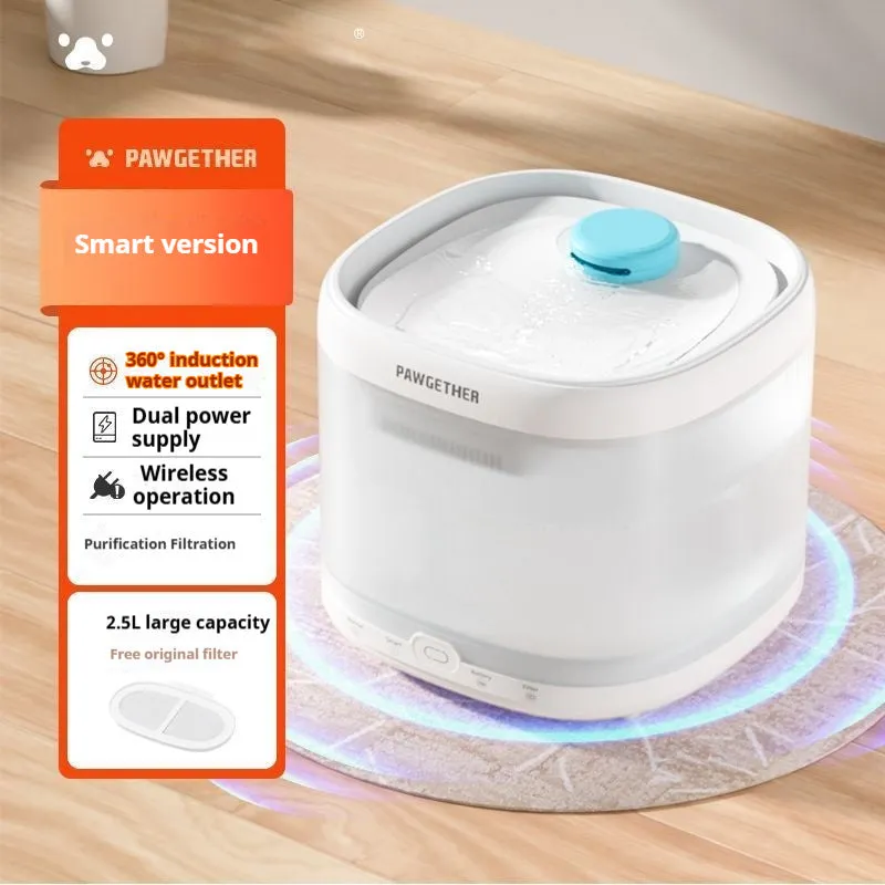 Unplugged cat drinking water apparatus with dual wireless dispenser and sterilisation filter mode