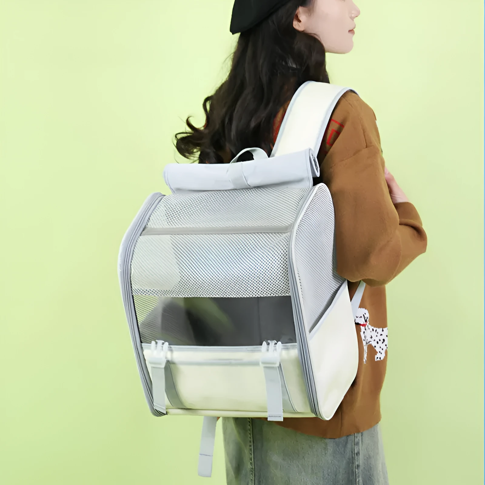 Cat out backpack in breathable nylon, folding design, solid colour, medium-hard structure, for 6.50 kg cats