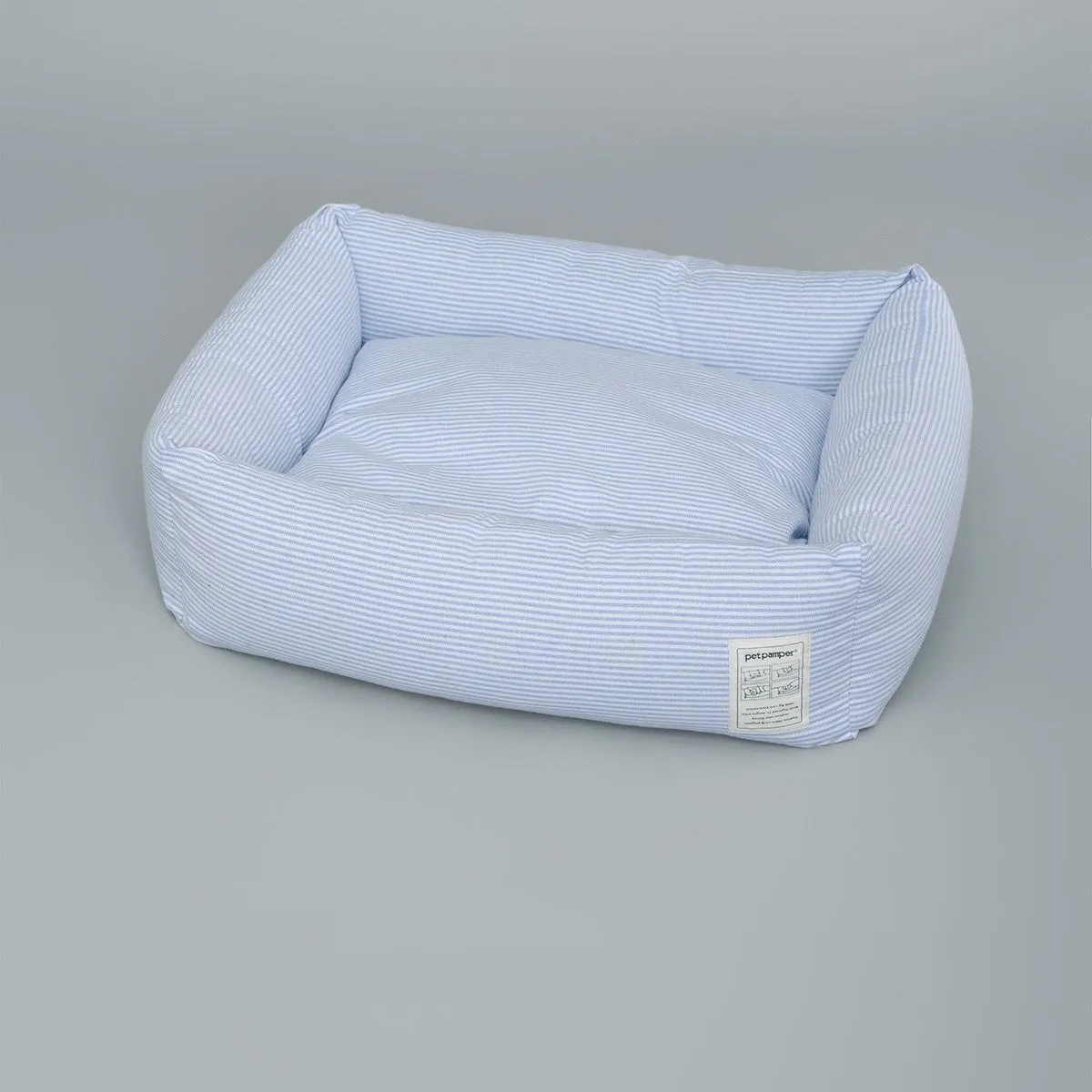 White and blue striped cloth foldable cat nest with shirt lining