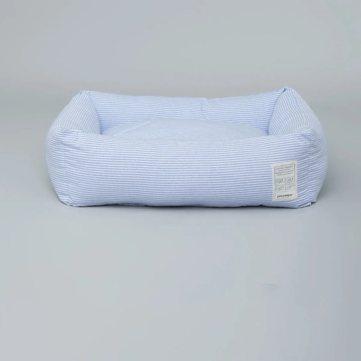 White and blue striped cloth foldable cat nest with shirt lining
