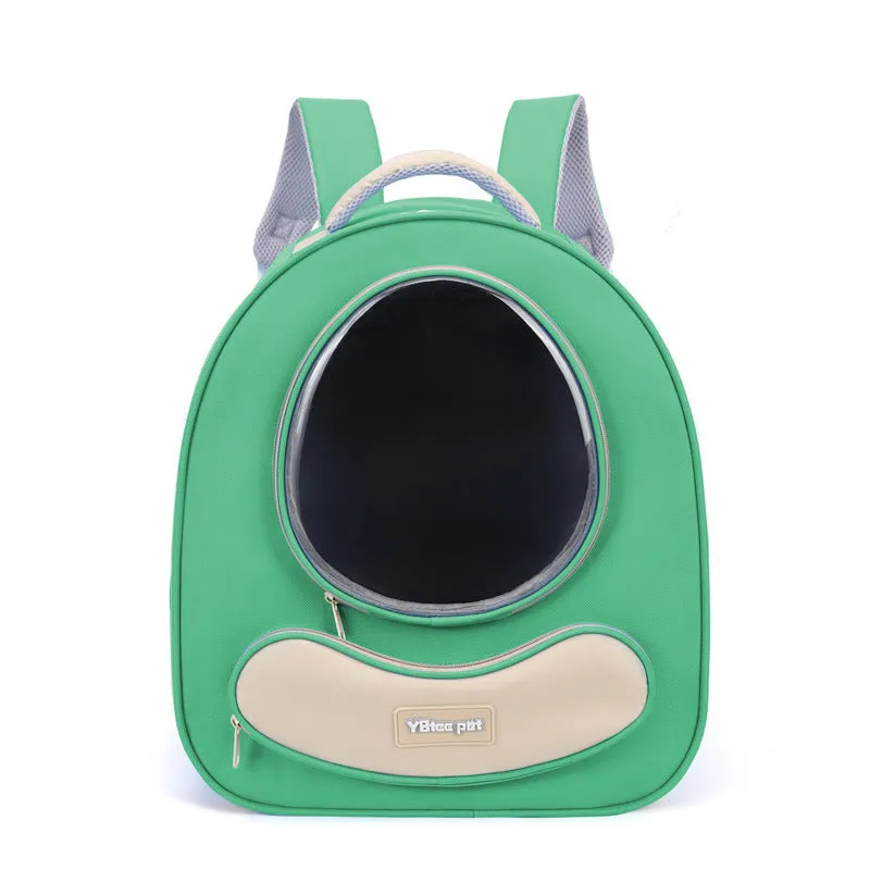 Breathable polyester pet backpack in khaki with large capacity space capsule design