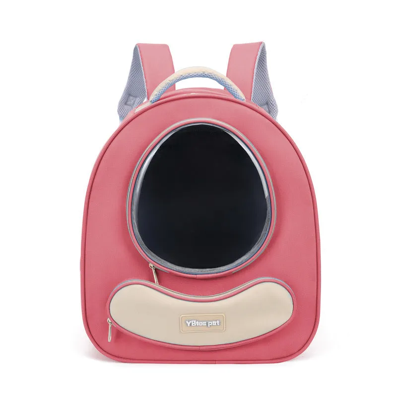 Breathable polyester pet backpack in khaki with large capacity space capsule design